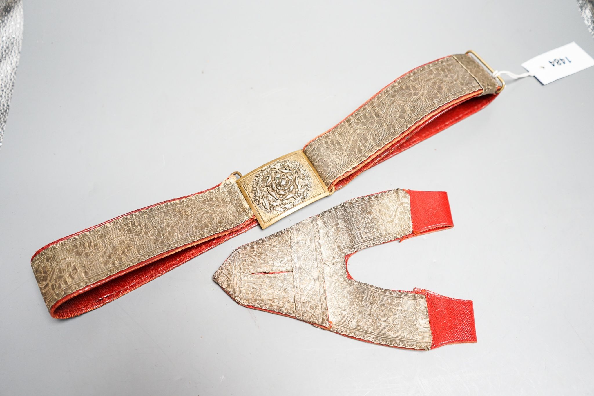 A Victorian Yorkshire Regiment officers brocade sword belt